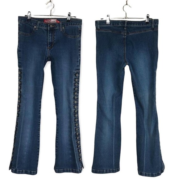 Y2K Button Side Bootcut Jeans - Picture 2 of 4